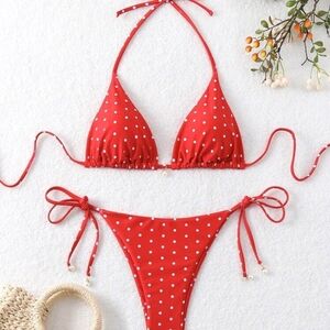 Red Polka Dot Bikini Set